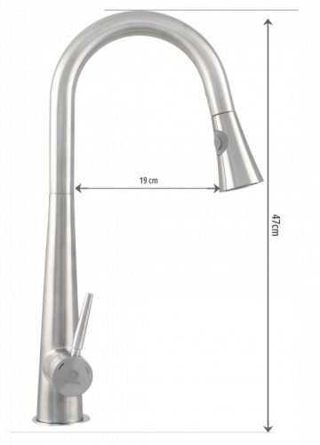 Hattyúnyakú mosogató INOX csaptelep kihúzható két funkciós zuhanyfejjel