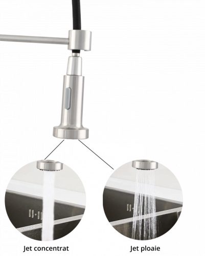 Álló mosogató INOX csaptelep kihúzható két funkciós zuhanyfejjel