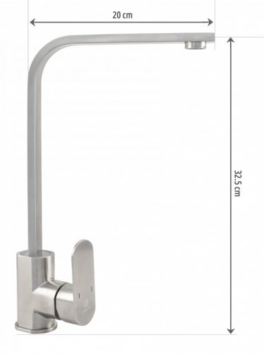 Alló mosogató csaptelep 90°kifolyó lapos INOX kialakítás