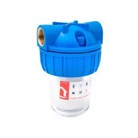   Poharas vízszűrő 5", 1"-os bekötéssel, szerelő kulcs, tartó, pamutszűrő 25 μm, max.:10 bar, hőfok: 5 - 45°C