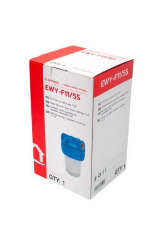 Poharas vízszűrő 5", 1"-os bekötéssel, szerelő kulcs, tartó, mosható szűrőbetét 50 μm, max.: 10 bar, hőfok: 5 - 45°C