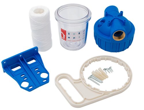 Poharas vízszűrő 5", 1"-os bekötéssel, szerelő kulcs, tartó, pamutszűrő 25 μm, max.:10 bar, hőfok: 5 - 45°C