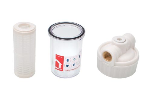 Poharas vízszűrő 5", 1/2"-os bekötéssel, mosható szűrőbetét 50 μm, max.: 10 bar, hőfok: 5 - 45°C