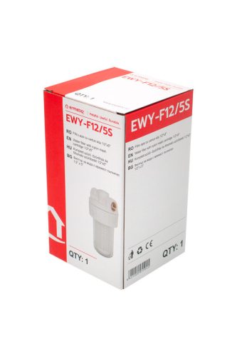 Poharas vízszűrő 5", 1/2"-os bekötéssel, mosható szűrőbetét 50 μm, max.: 10 bar, hőfok: 5 - 45°C