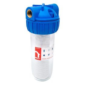   Poharas vízszűrő 10", 3/4"-es bekötéssel, szerelő kulcs, tartó ,pamutszűrő 25 μm, max.: 10 bar, hőfok: 5 - 45°C