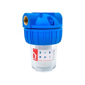   Poharas vízszűrő 5", 3/4"-es bekötéssel, szerelő kulcs, tartó, pamutszűrő 25 μm, max.:10 bar, hőfok: 5 - 45°C