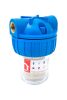 Poharas vízszűrő 5", 3/4"-es bekötéssel, szerelő kulcs, tartó, mosható szűrőbetét 50 μm, max.: 10 bar, hőfok: 5 - 45°C
