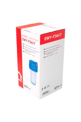 Poharas vízszűrő 7", 3/4"-es bekötéssel, szerelő kulcs, tartó, pamutszűrő 25 μm, max.:10 bar, hőfok: 5 - 45°C